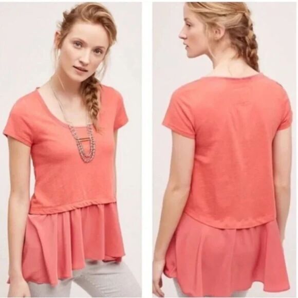 Anthropologie Layered Peplum Top - Picture 1 of 8